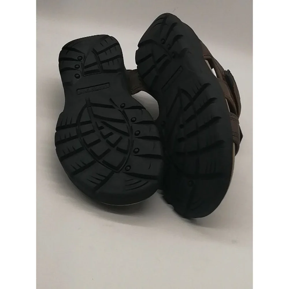 Lands End Sandals Mens Brown 8 Sport Shoe Hoop Loop Straps Comfort 516476 NEW